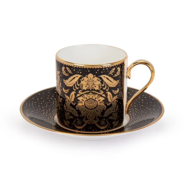 acanthus_black_coffee_cup_and_saucer_0.webp Hot Acanthus Black Coffee Cup And Saucer Cups & Saucers