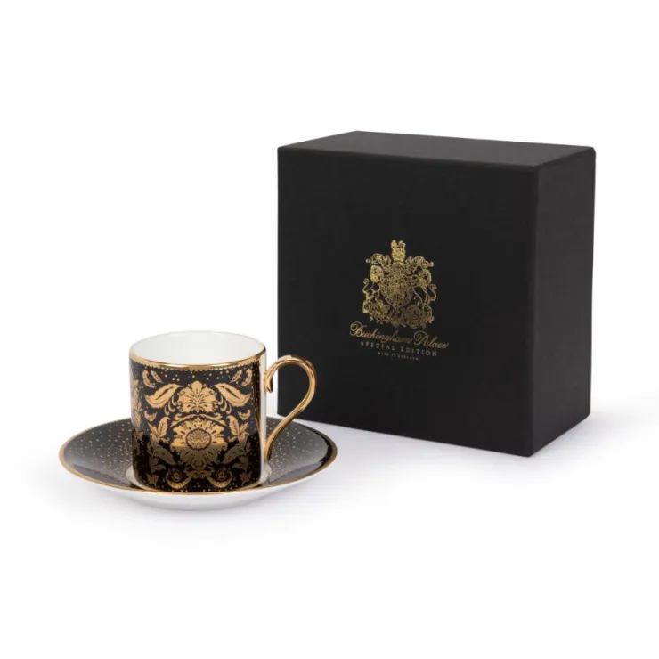 acanthus_black_coffee_cup_and_saucer_1.webp Hot Acanthus Black Coffee Cup And Saucer Cups & Saucers