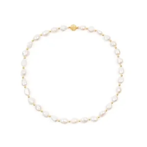 Clearance Baroque Pearl And Gold Bead Necklace Necklaces