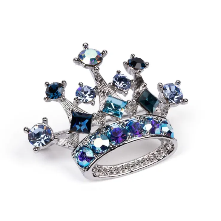 blue_and_silver_crown_brooch_1.webp Discount Blue And Silver Crown Brooch Brooches