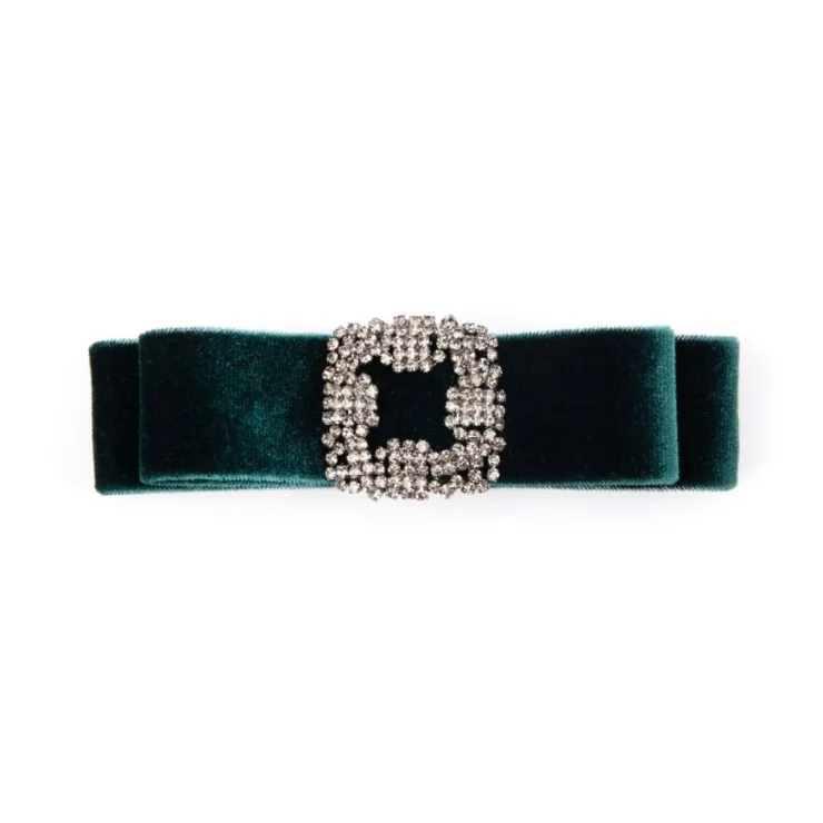 green_velvet_bow_hairclip_0.webp Fashion Green Velvet Bow Hairclip Hair Accessories