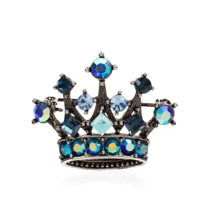 New Small Blue Crystal Crown Brooch Brooches