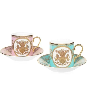 Outlet Special Edition Lustre Pink And Green Coffee Cup And Saucer Cups & Saucers