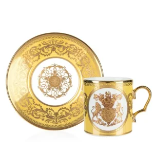 Cheap Special Edition Lustre Turquoise And Yellow Coffee Cup And Saucer Cups & Saucers