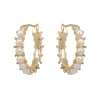 Discount White Pearl Hoop Earrings Earrings